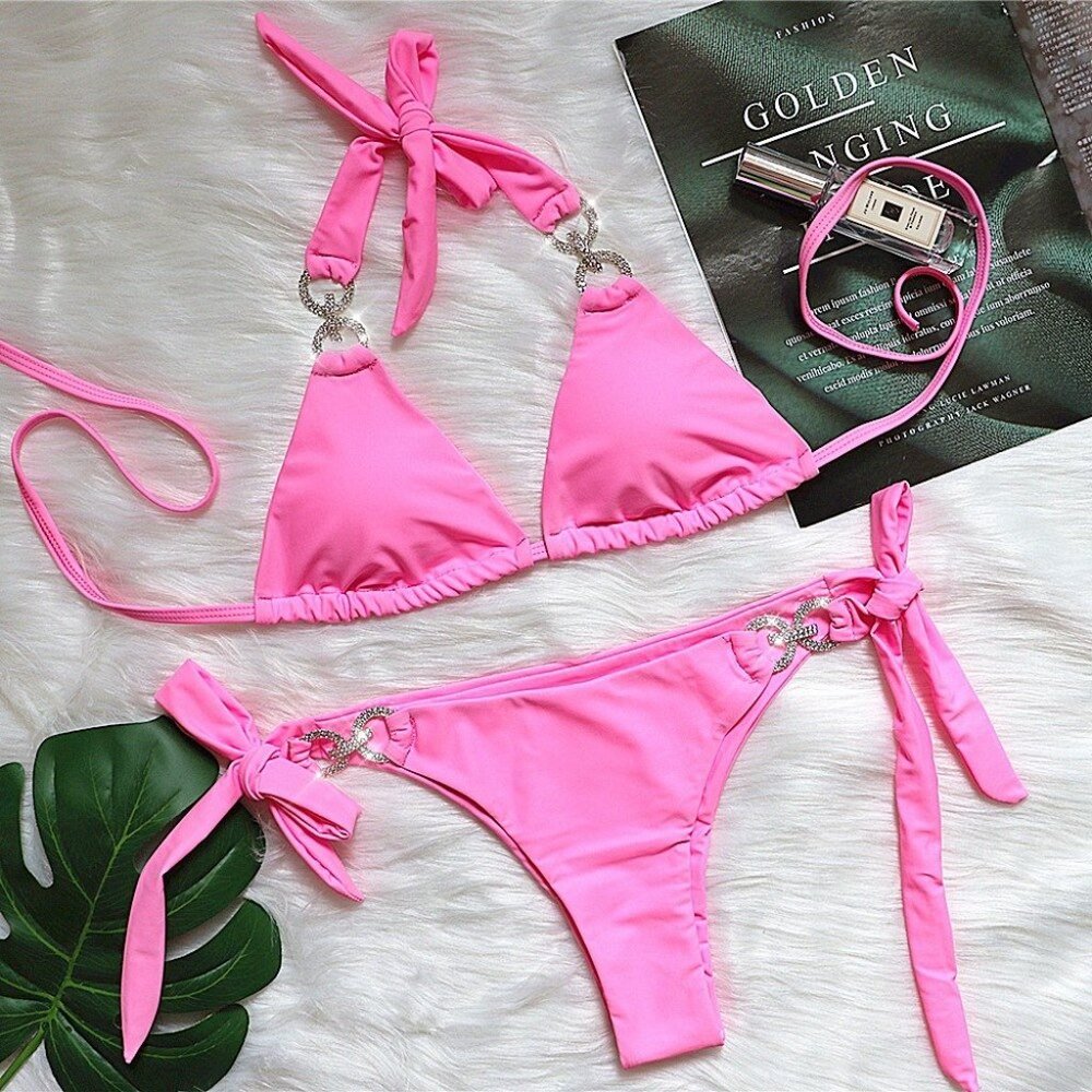 NEW Sparkling Bling Crystal Rhinestone Bikini Swimsuit Beachwear Colors +Gift! - Picture 3 of 15